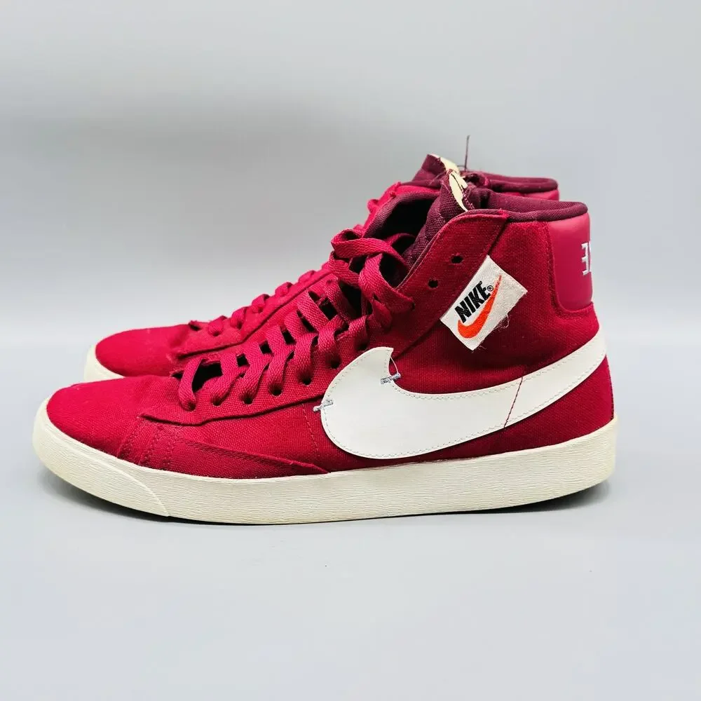 Nike Blazer Mid Shoes Womens 11.5 Noble Red Canvas BQ4022-603 Zip Canvas Rare